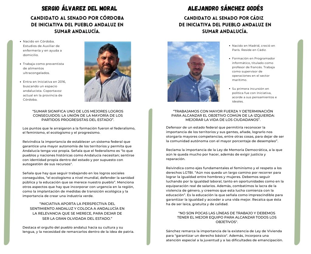 Alejandro Sánchez y Sergio Álvarez, candidatos de Iniciativa al Senado en Sumar Andalucía